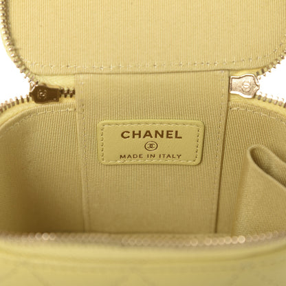 Chanel Caviar Quilted Mini Vanity Case With Chain Yellow 6 of 11