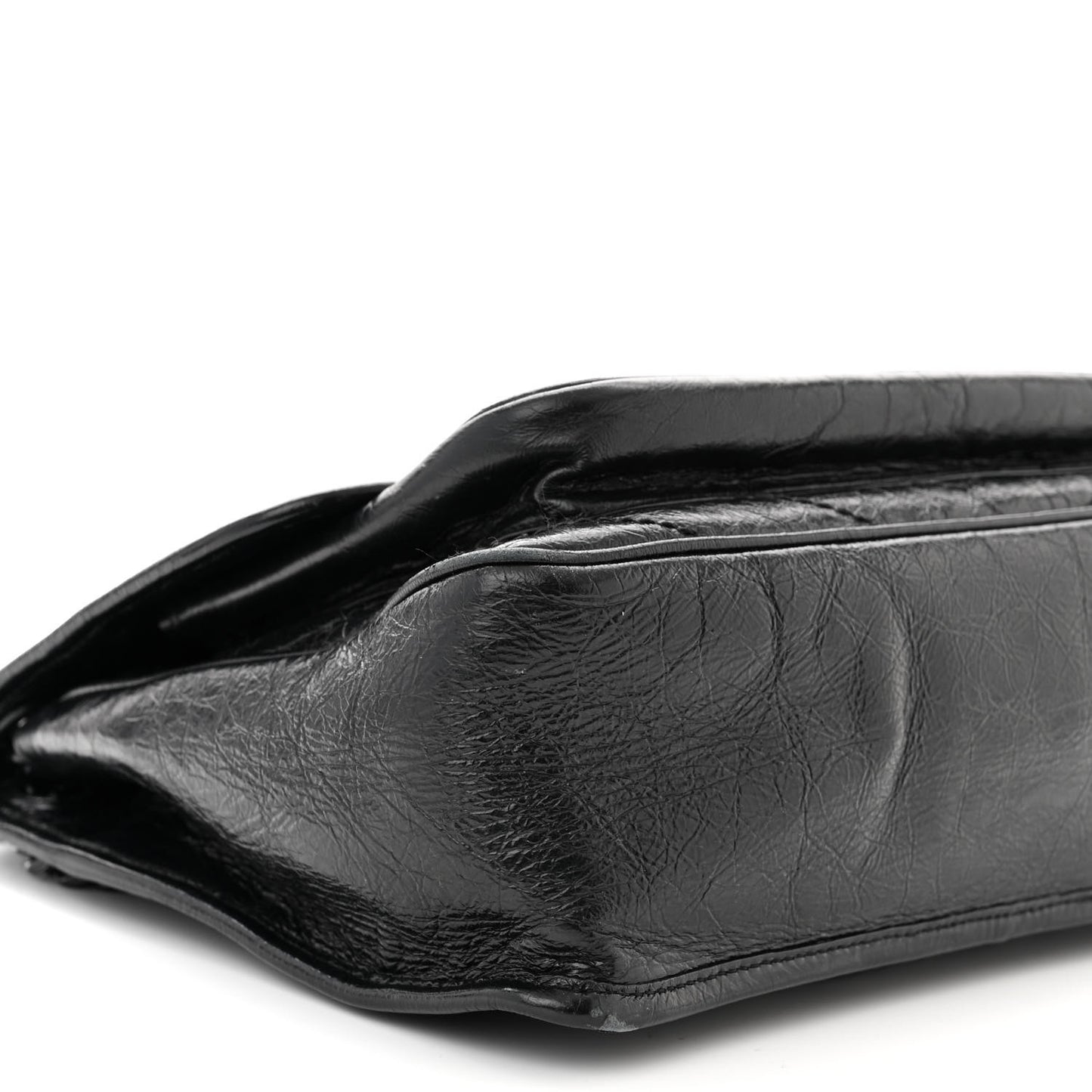 Crinkled Calfskin Matelasse Monogram Medium Niki Chain Satchel Black