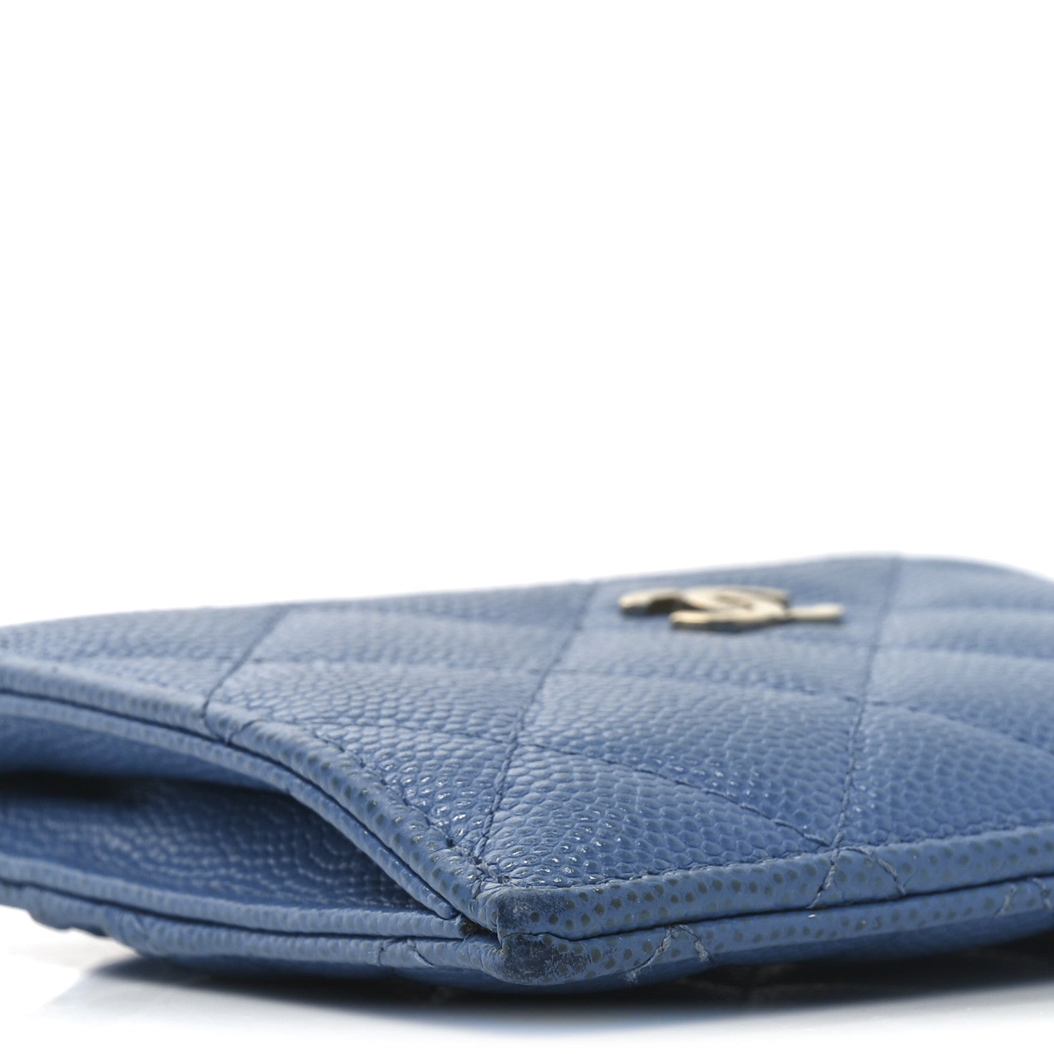 Chanel Caviar Quilted CC Zip Card Holder Blue 7 of 9