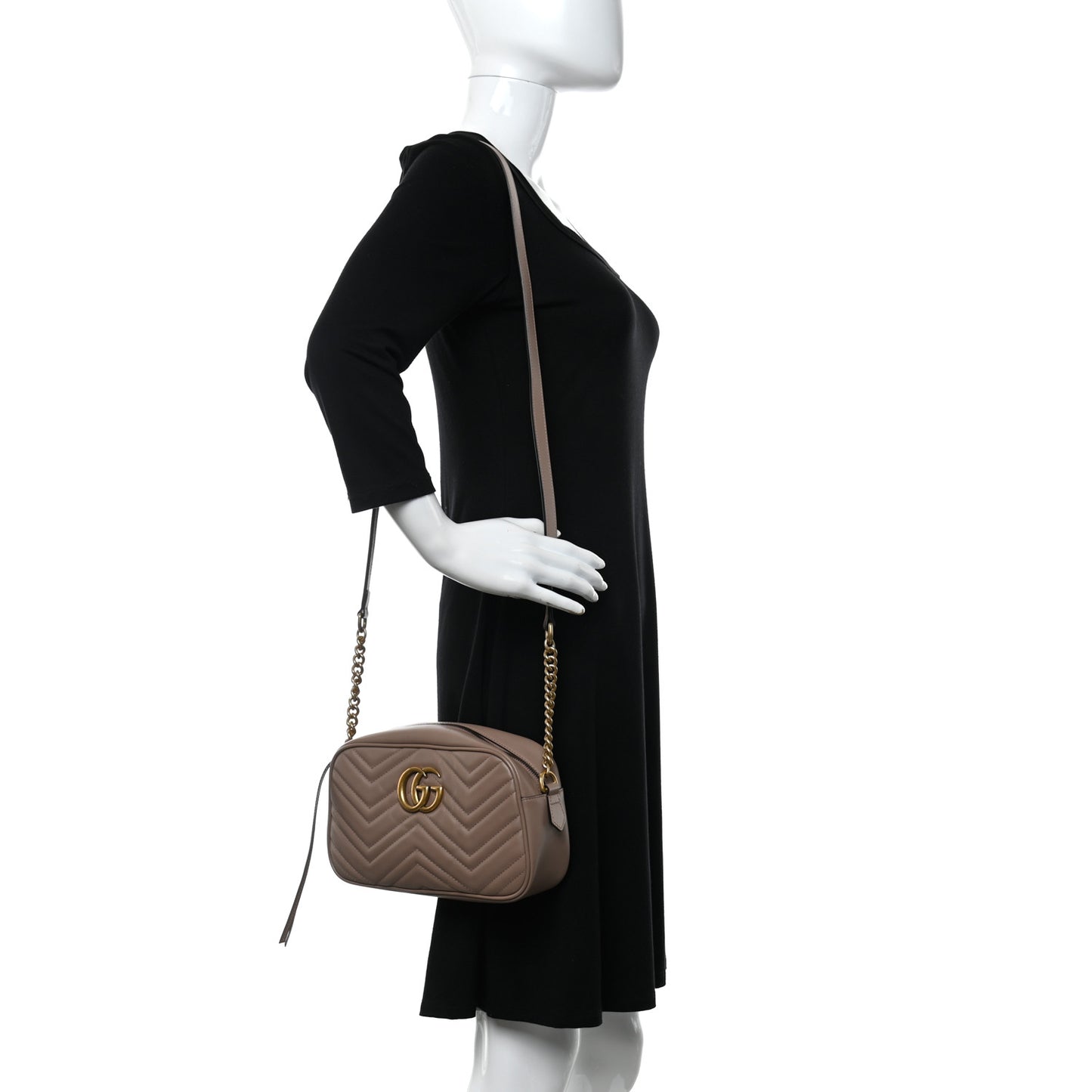 Calfskin Matelasse Small GG Marmont Chain Shoulder Bag Porcelain Rose
