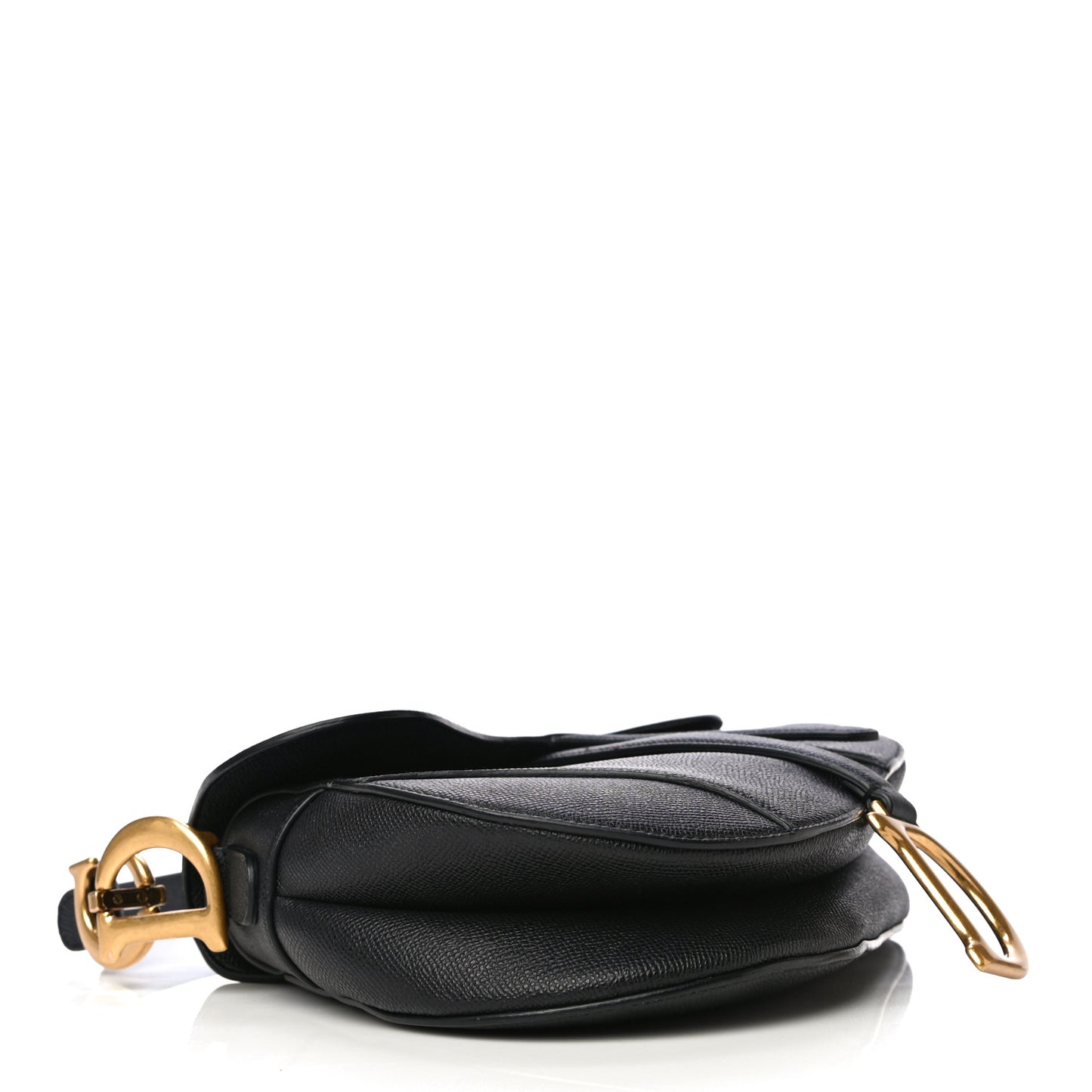Grained Calfskin Saddle Bag Black
