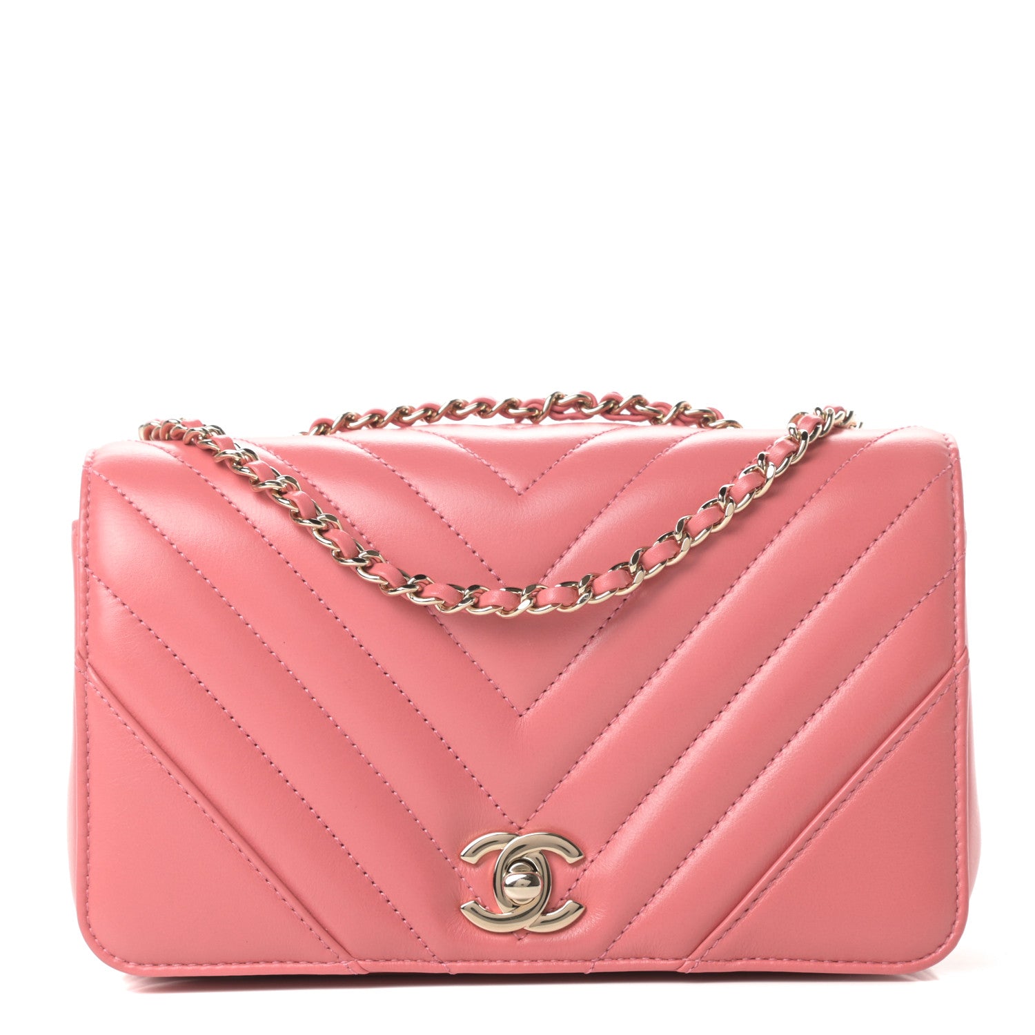 Chanel Calfskin Chevron Quilted Mini Statement Flap Pink 1 of 10