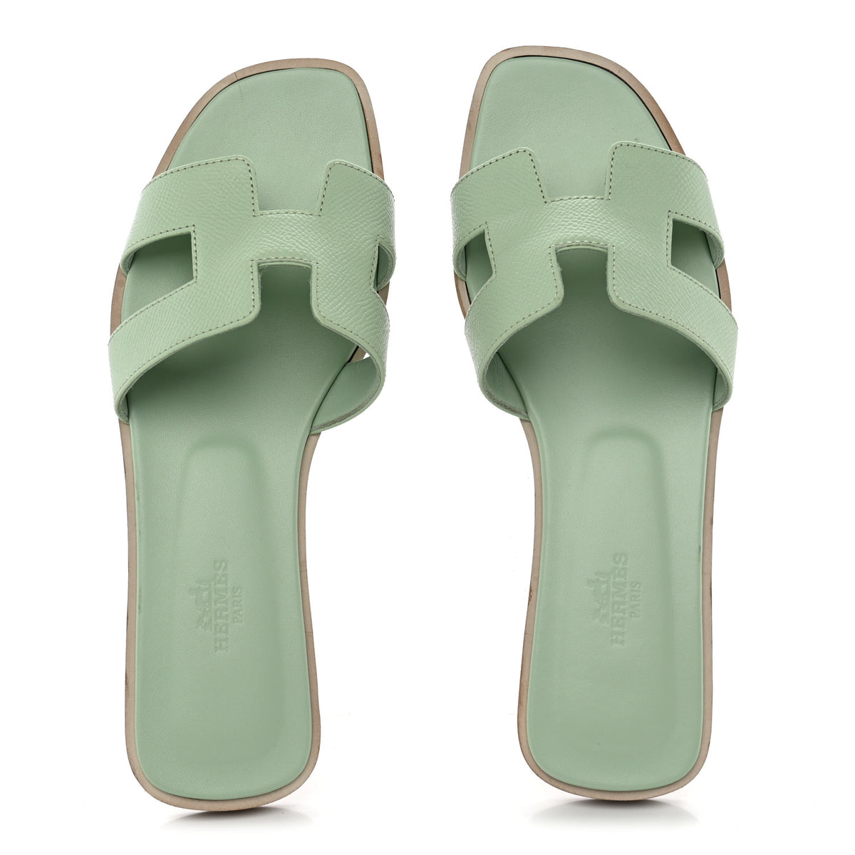 Hermes Epsom Oran Sandals 38.5 Vert Jade 2 of 12