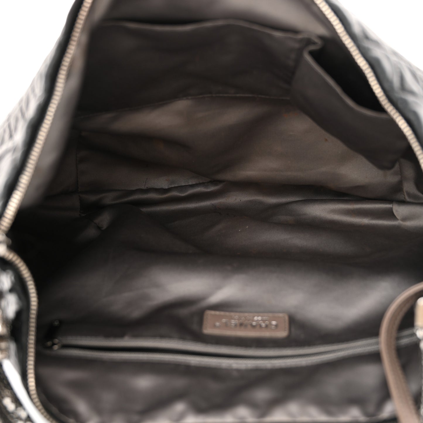 Lambskin Large Chain Mail Hobo Black