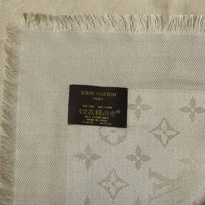 Louis Vuitton Silk Wool Monogram Shine Shawl Beige 3 of 4