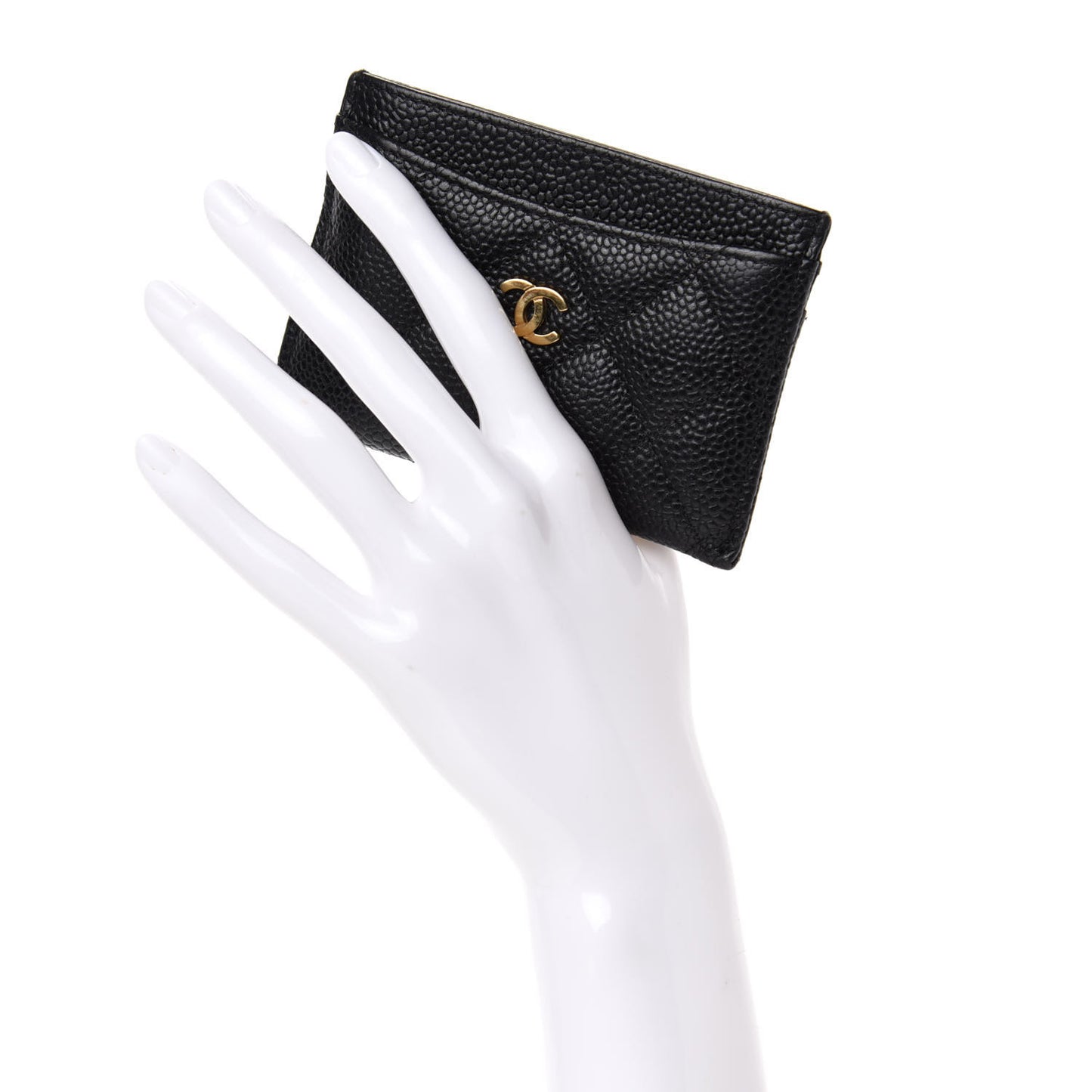 Caviar Quilted Card Holder Black