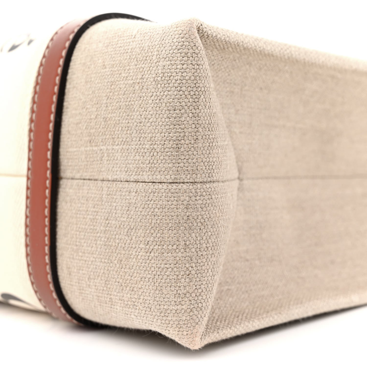 Chloe Linen Calfskin Medium Woody Ribbon Tote White Brown 10 of 13