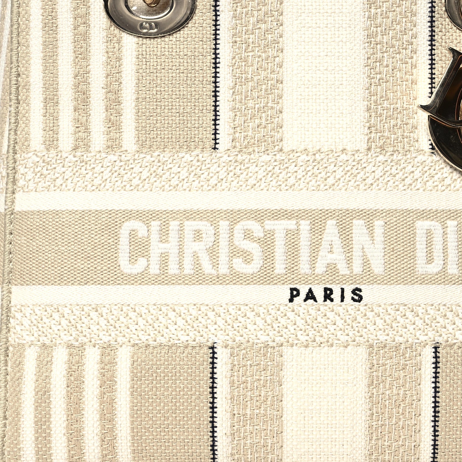 Christian Dior Canvas Embroidered Medium Stripes Lady D-Lite Beige 8 of 11