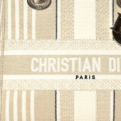 Christian Dior Canvas Embroidered Medium Stripes Lady D-Lite Beige 8 of 11