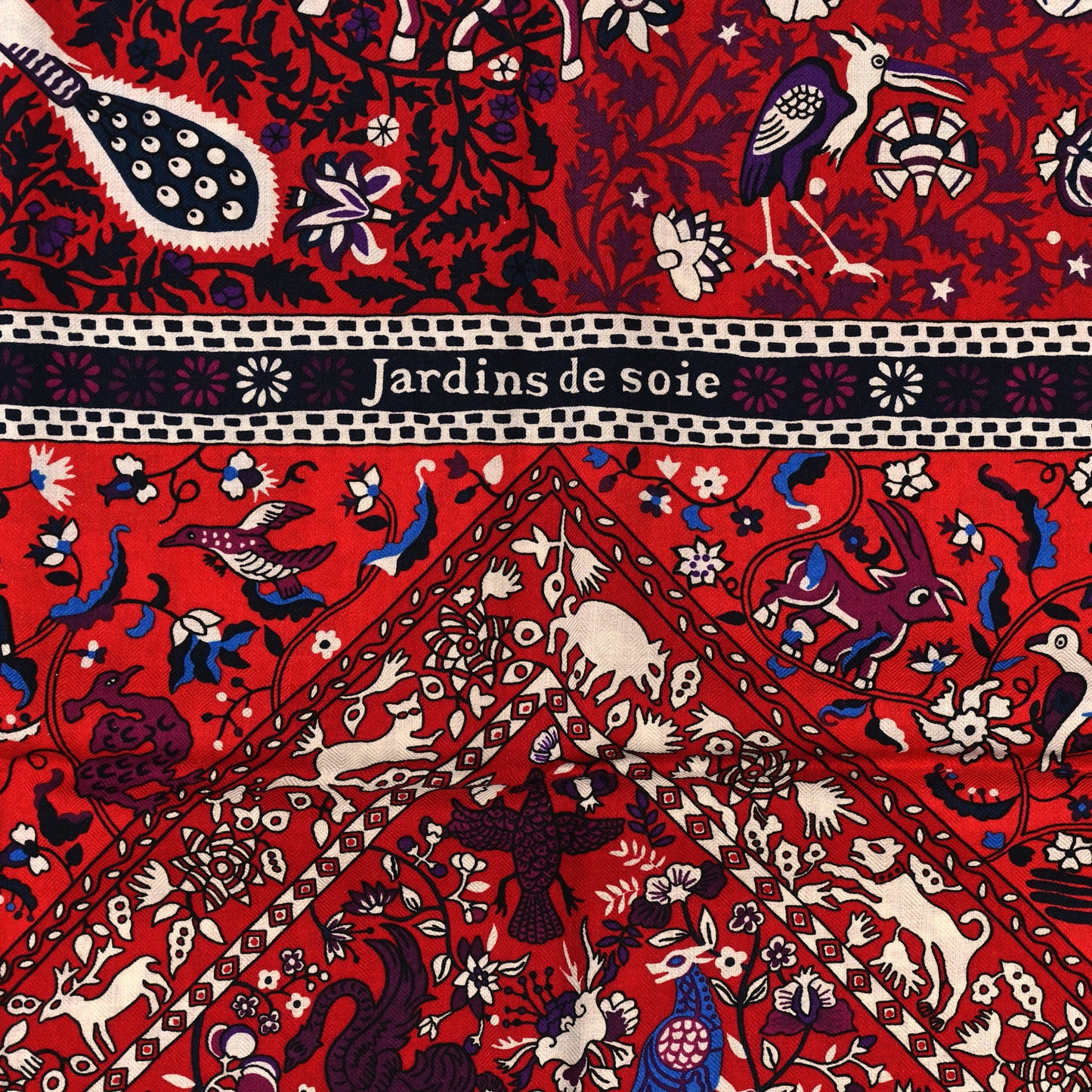 Cashmere Silk Jardins De Soie Shawl 140 Rouge Blue Violet