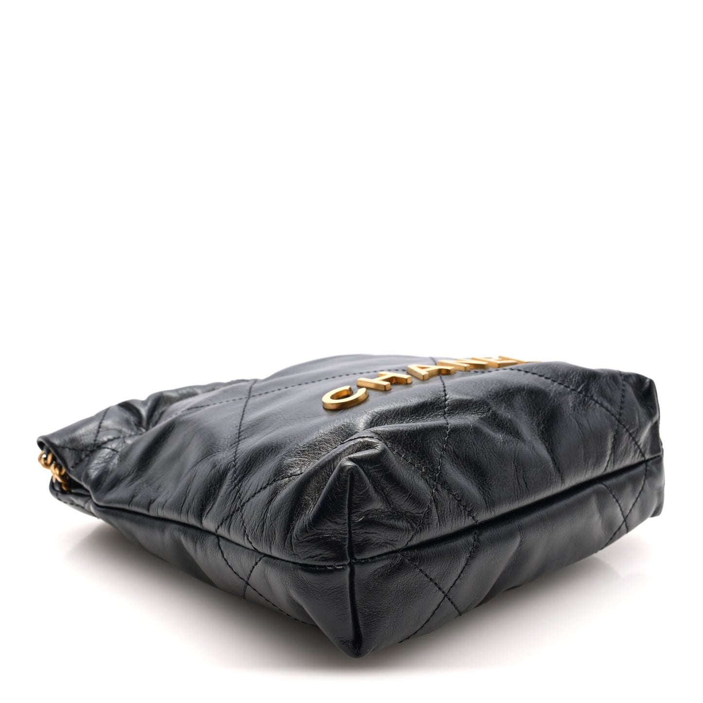Shiny Calfskin Quilted Mini Chanel 22 Black