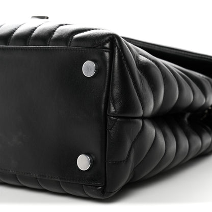 Saint Laurent Calfskin Y Quilted Monogram Large Loulou Chain Satchel Black Black 10 of 14