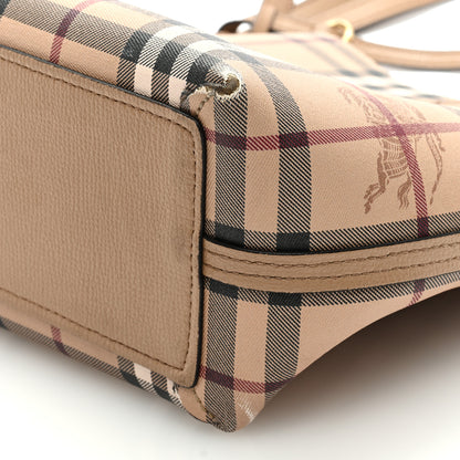 Burberry Grainy Calfskin Haymarket Check Small Reversible Tote Mid Camel 10 of 10