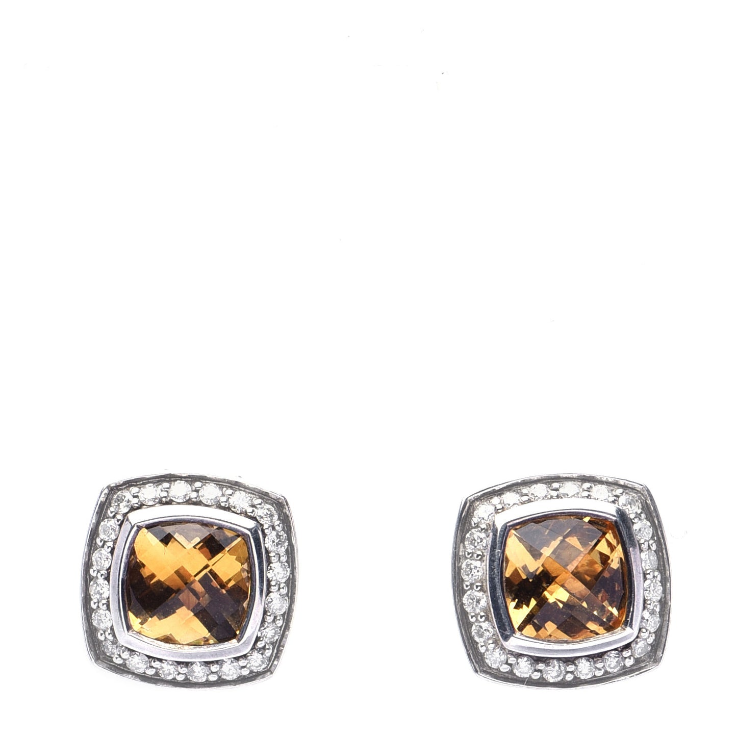 Sterling Silver Diamond Citrine 7mm Petite Albion Earrings