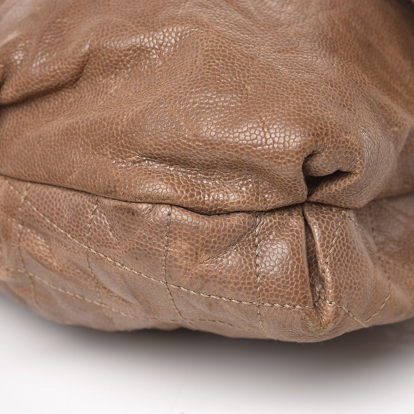 Grained Calfskin Quilted Maxi Elastic Flap Taupe