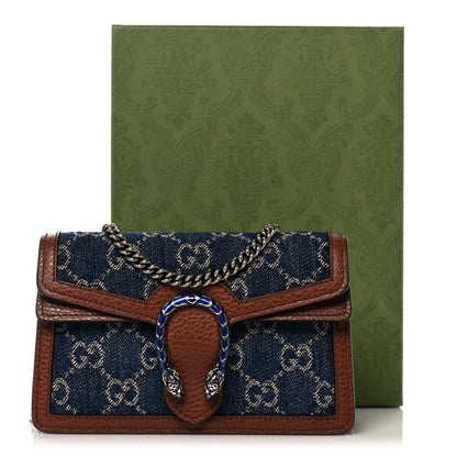 Gucci New Denim GG Monogram Dollar Calfskin Enamel Super Mini Dionysus Shoulder Bag Blue Tea Cuir Epilog Electric Blue 9 of 9