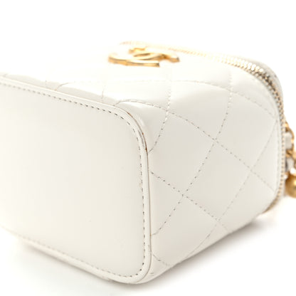 Chanel Calfskin Quilted Mini Perfect Fit Vanity Case With Chain White 9 of 10