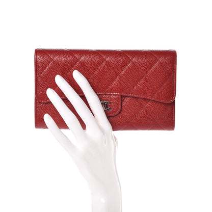 Chanel Caviar Quilted Large Flap Wallet Red 2 of 9