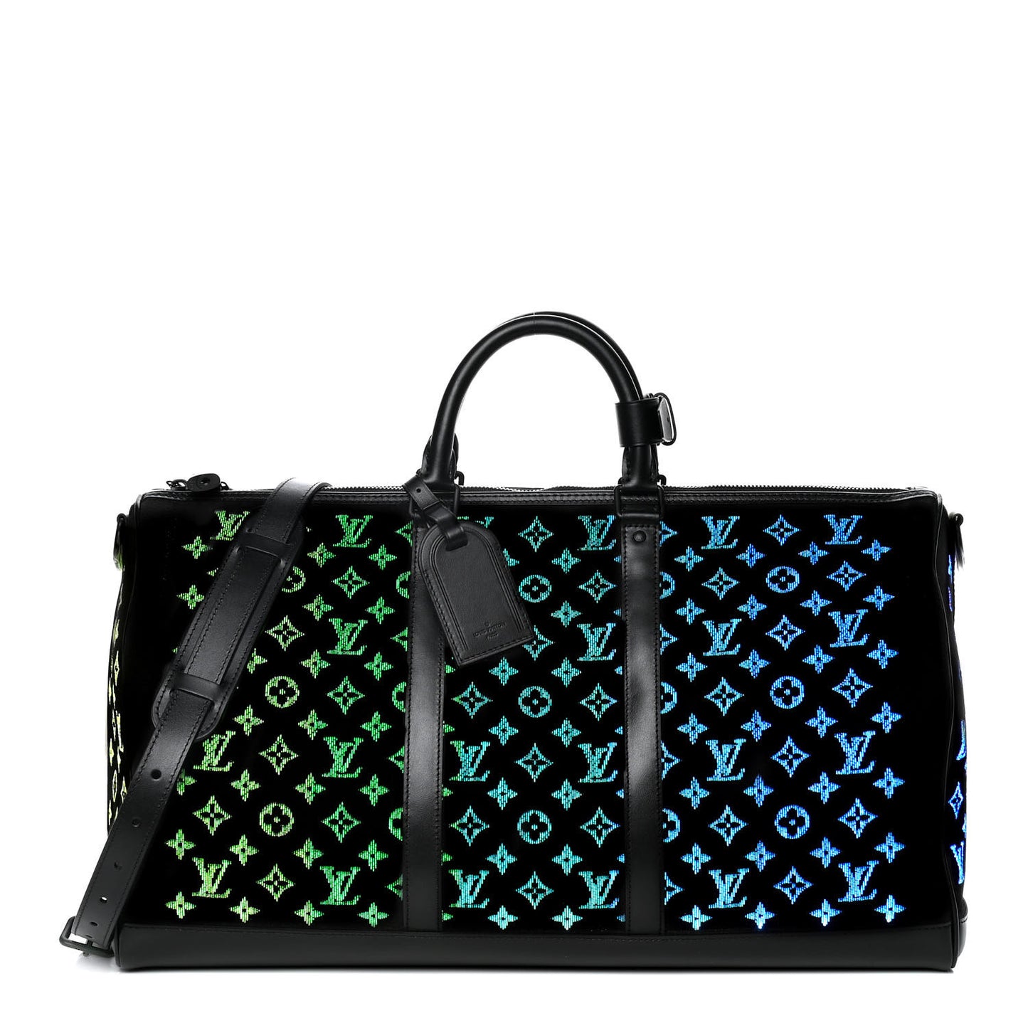 Jacquard Monogram Light Up Keepall Bandouliere 50 Black