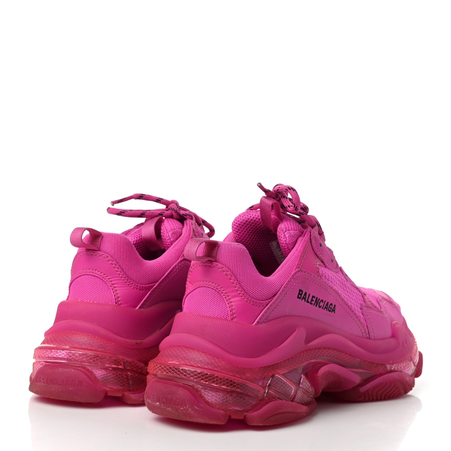 Fabric Mesh Clear Sole Fluo Womens Triple S Sneakers 39 Pink