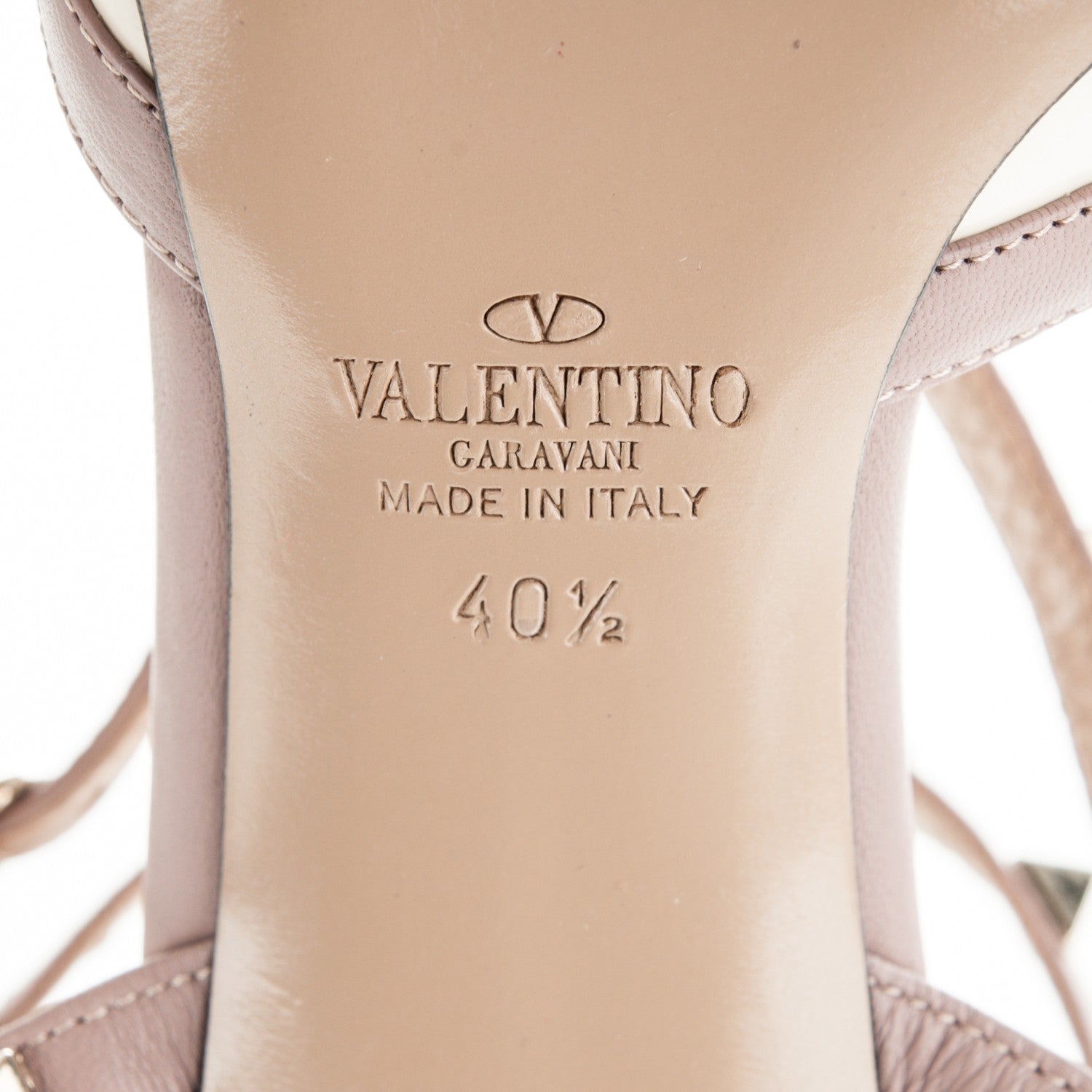 Valentino Garavani Patent Rockstud Ankle Strap Low Heel Pumps 40.5 Ivory Poudre 5 of 6