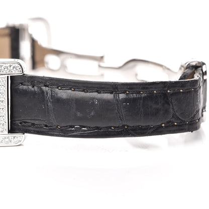 Cartier 18K White Gold Alligator Diamond Bezel 19mm Tank Americaine Quartz Watch 13 of 15