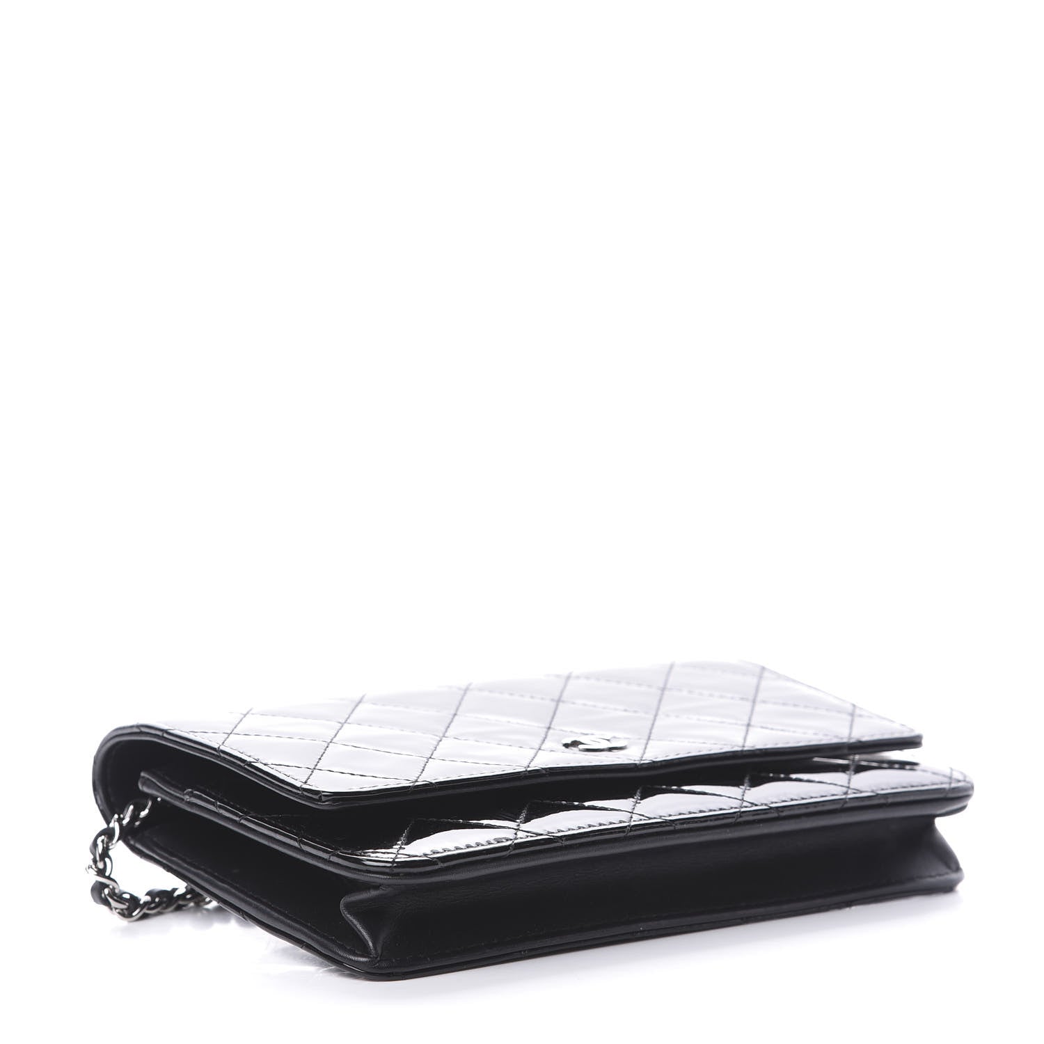 Chanel Patent Quilted Wallet On Chain WOC Black 4 of 15