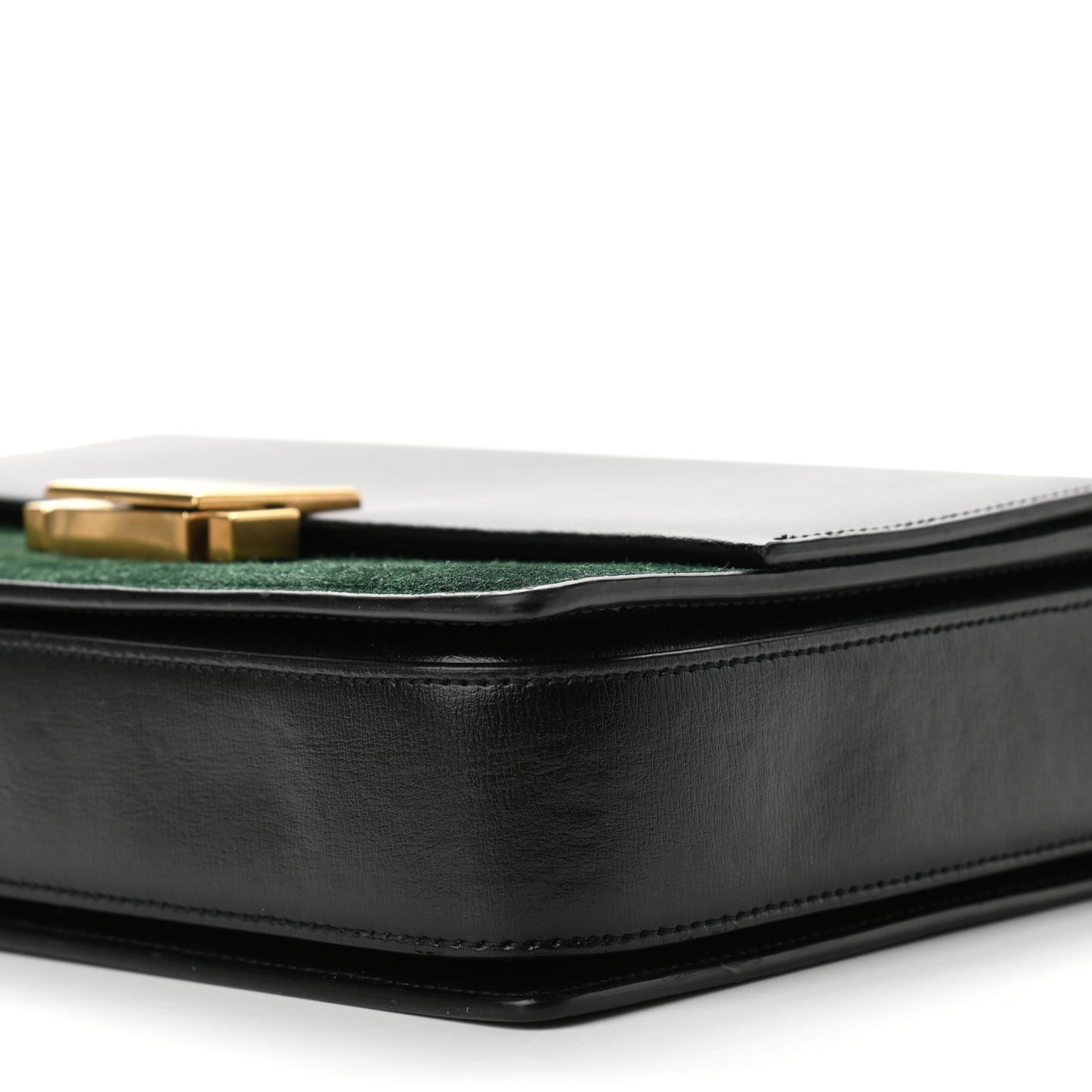Smooth Calfskin Suede Medium Bellechasse Black Dark Green