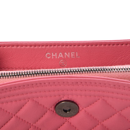 Chanel Lambskin Quilted Mini Boy Phone Holder Clutch Pink 6 of 8