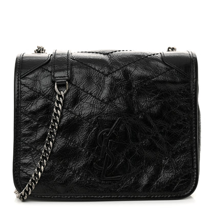 Saint Laurent Crinkled Calfskin Matelasse Monogram Niki Chain Wallet Black 1 of 10