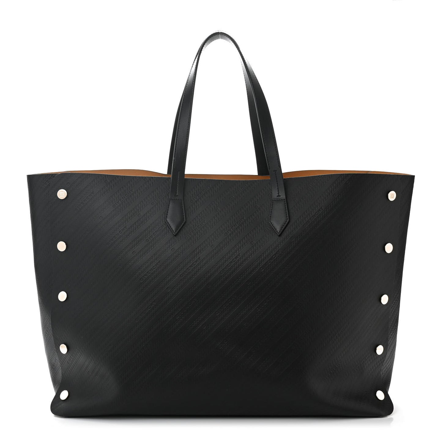 Calfskin Chain Embossed Large Bond Shopper Tote Black