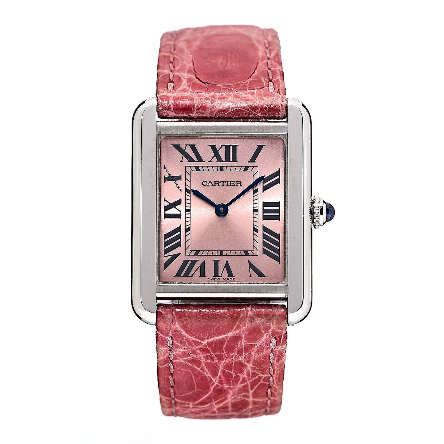 Stainless Steel Alligator 24mm Tank Solo Quartz Watch Red
