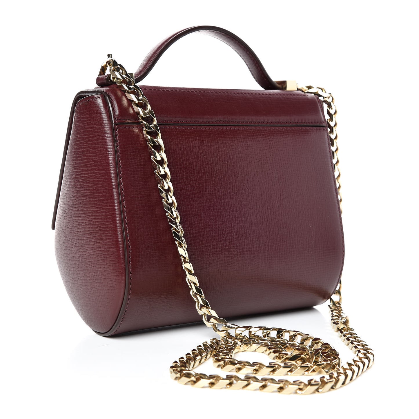 Textured Calfskin Mini Pandora Box Chain Crossbody Bag Oxblood