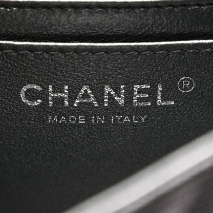 Chanel Metallic Caviar Chevron Quilted Mini Rectangular Flap Black 6 of 10