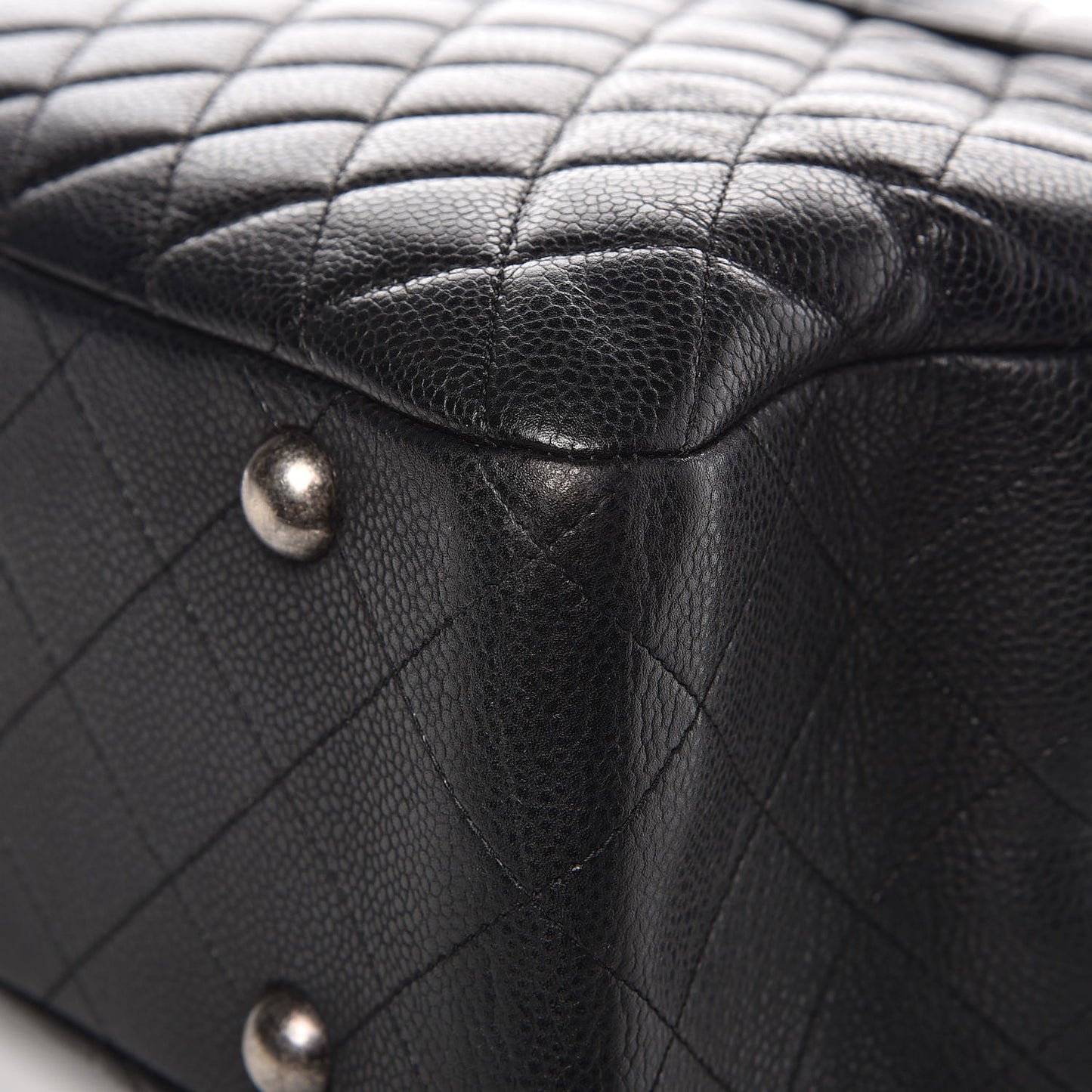 Caviar Quilted Flap Tote Black