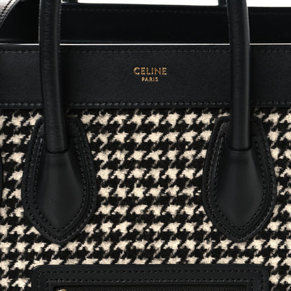 Celine Smooth Calfskin Houndstooth Nano Luggage White Black 8 of 11