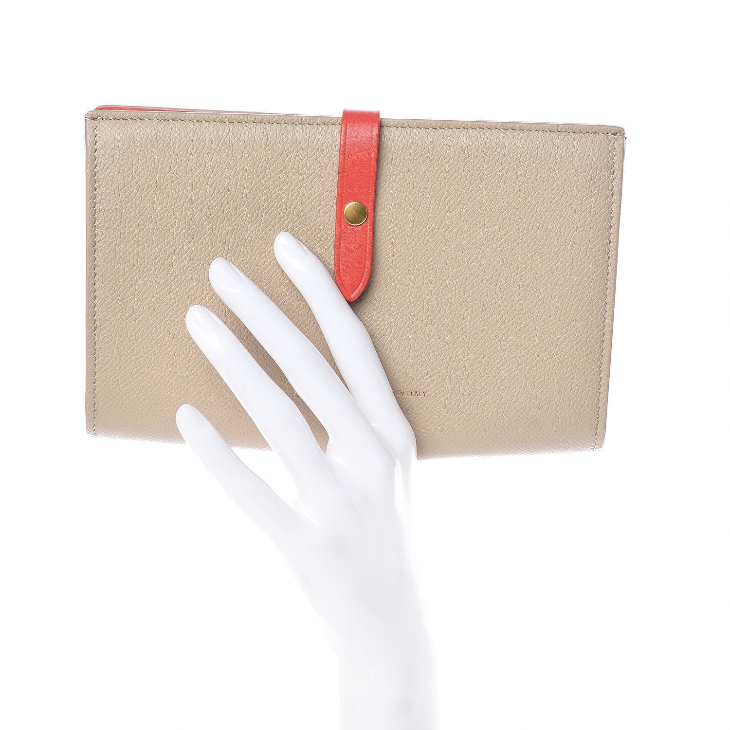 Celine Grained Calfskin Large Multifunction Strap Wallet Pop Red Chalk 2 of 6