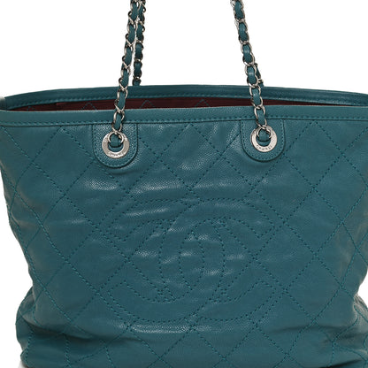 Chanel Grained Calfskin Quilted Small Daily Shopping Tote Turquoise 7 of 9