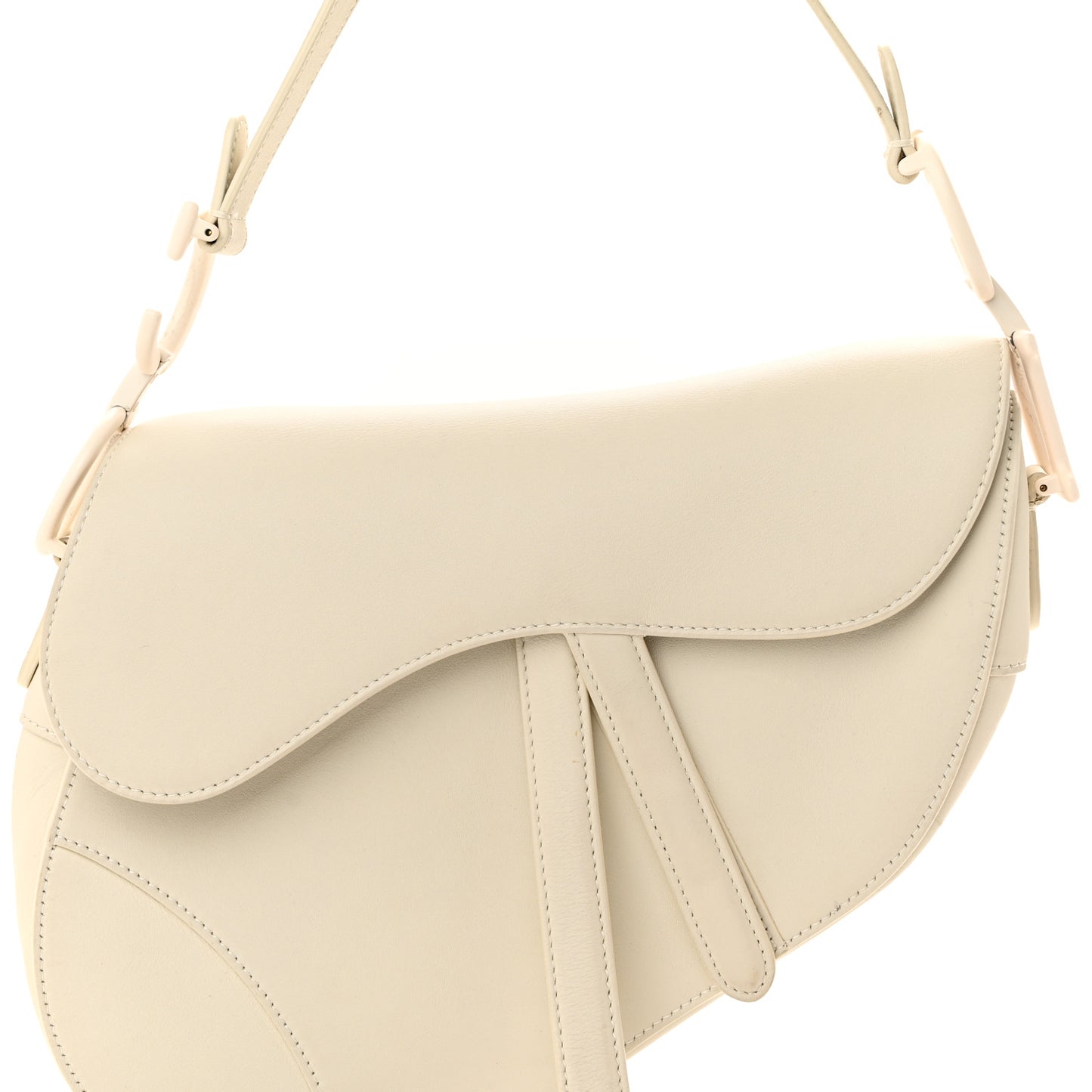 Ultra Matte Calfskin Saddle Bag Off White