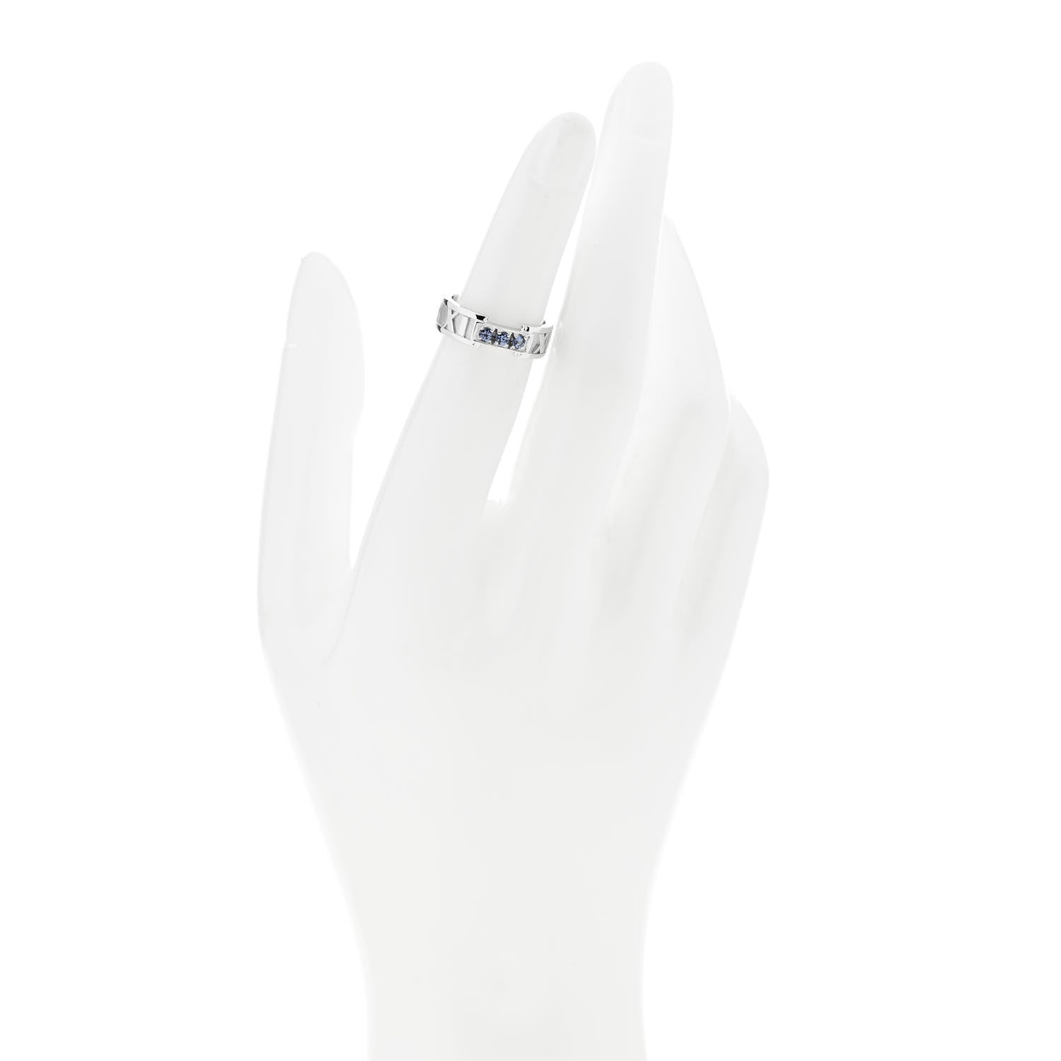 Tiffany 18K White Gold Blue Sapphire Atlas Ring 48 4.5 2 of 5