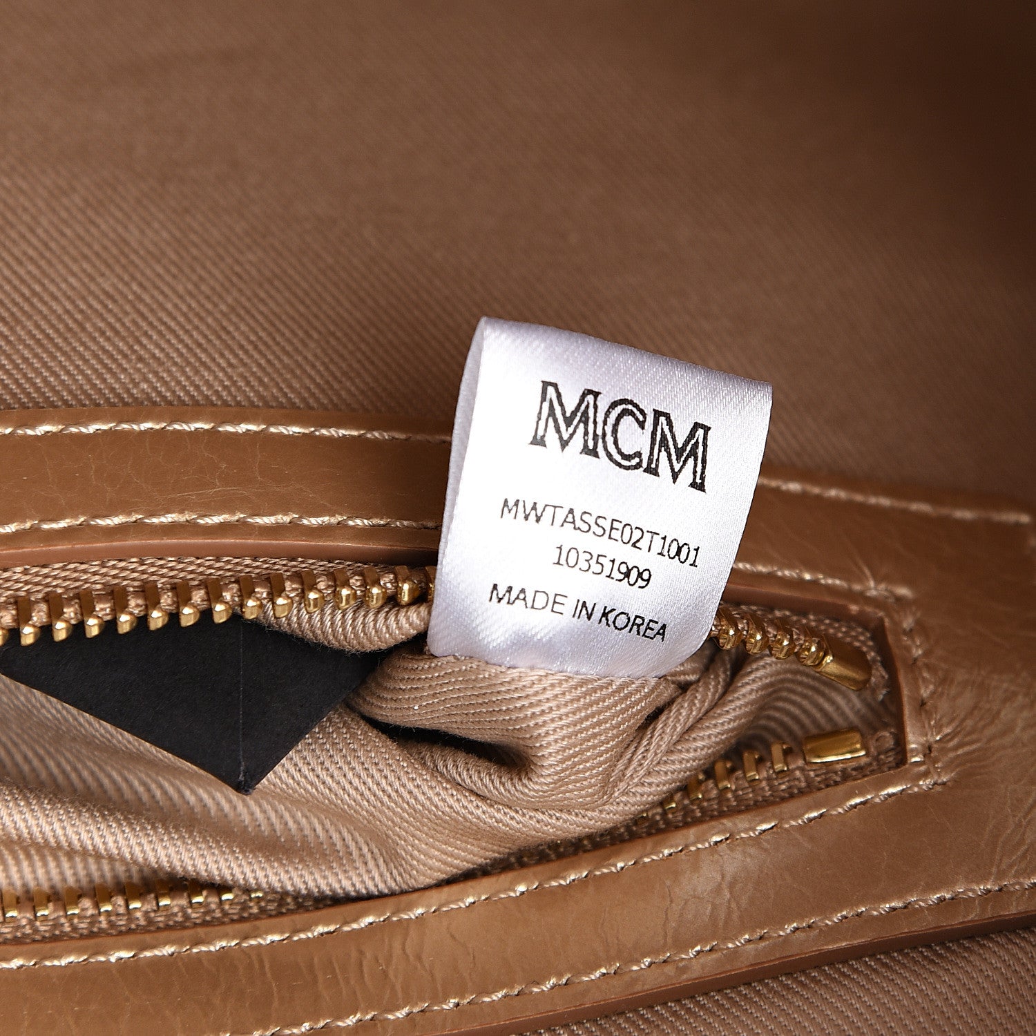 MCM Metallic Calfskin Ottomar Monogram Medium Half Moon Tote Gold 6 of 9