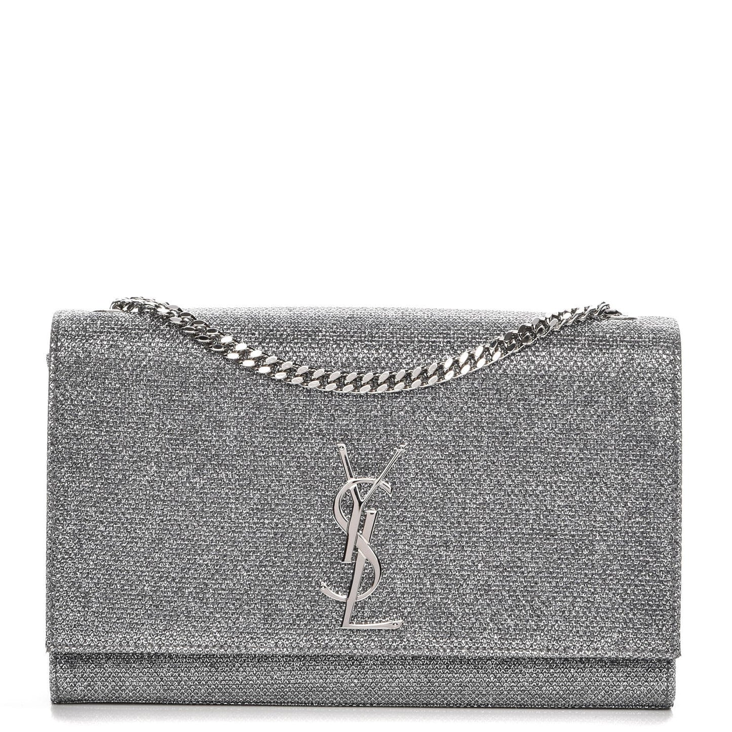 Metallic Canvas Woven Medium Classic Monogram Kate Satchel Silver