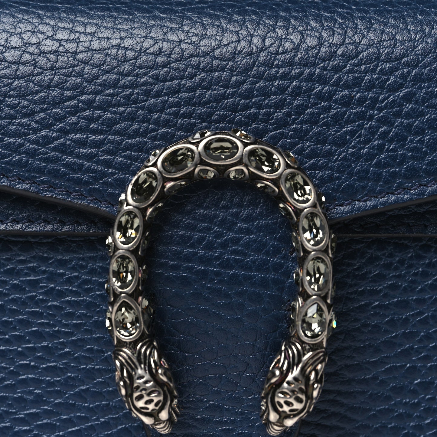 Dollar Calfskin Crystal Super Mini Dionysus Shoulder Bag Blue Agata Black Diamond