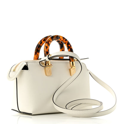 Fendi Vitello King Plexiglass Logo Embossed Mini By The Way Top Handle Boston Bag White Rice 3 of 11