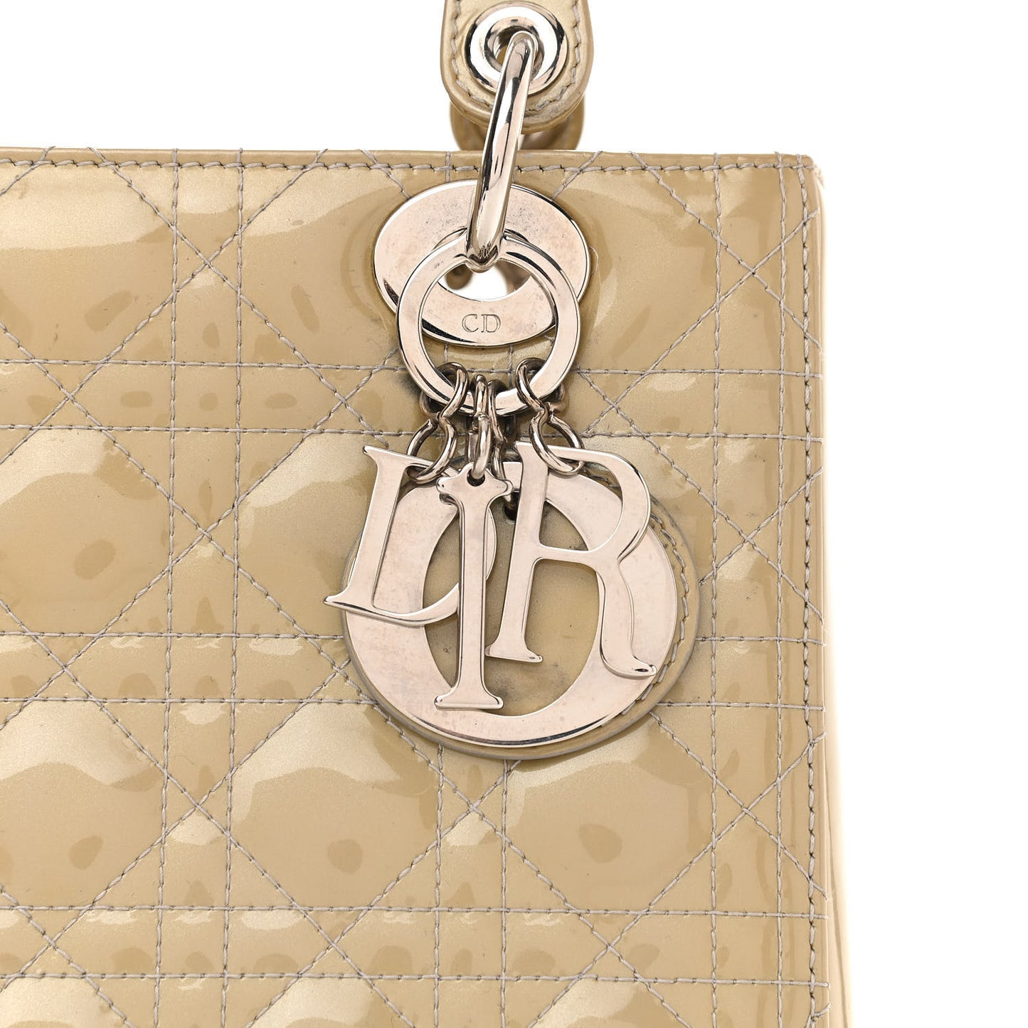 Patent Cannage Medium Lady Dior Beige