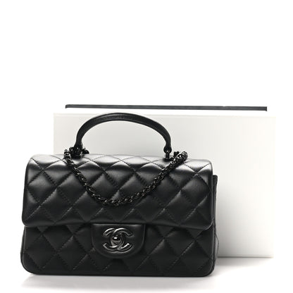 Chanel Lambskin Quilted Mini Top Handle Rectangular Flap So Black 11 of 11