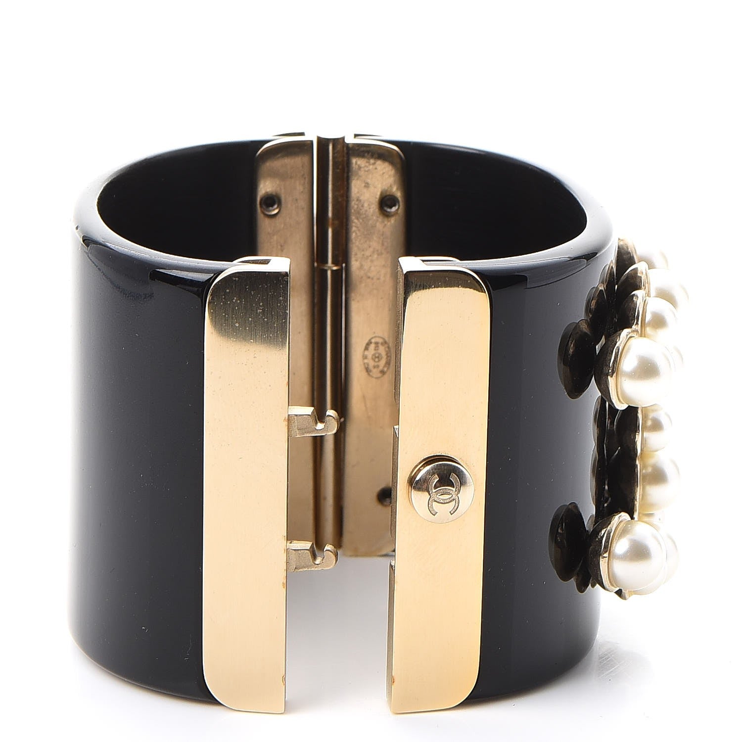 Chanel Resin Pearl CC Cuff Black 4 of 7