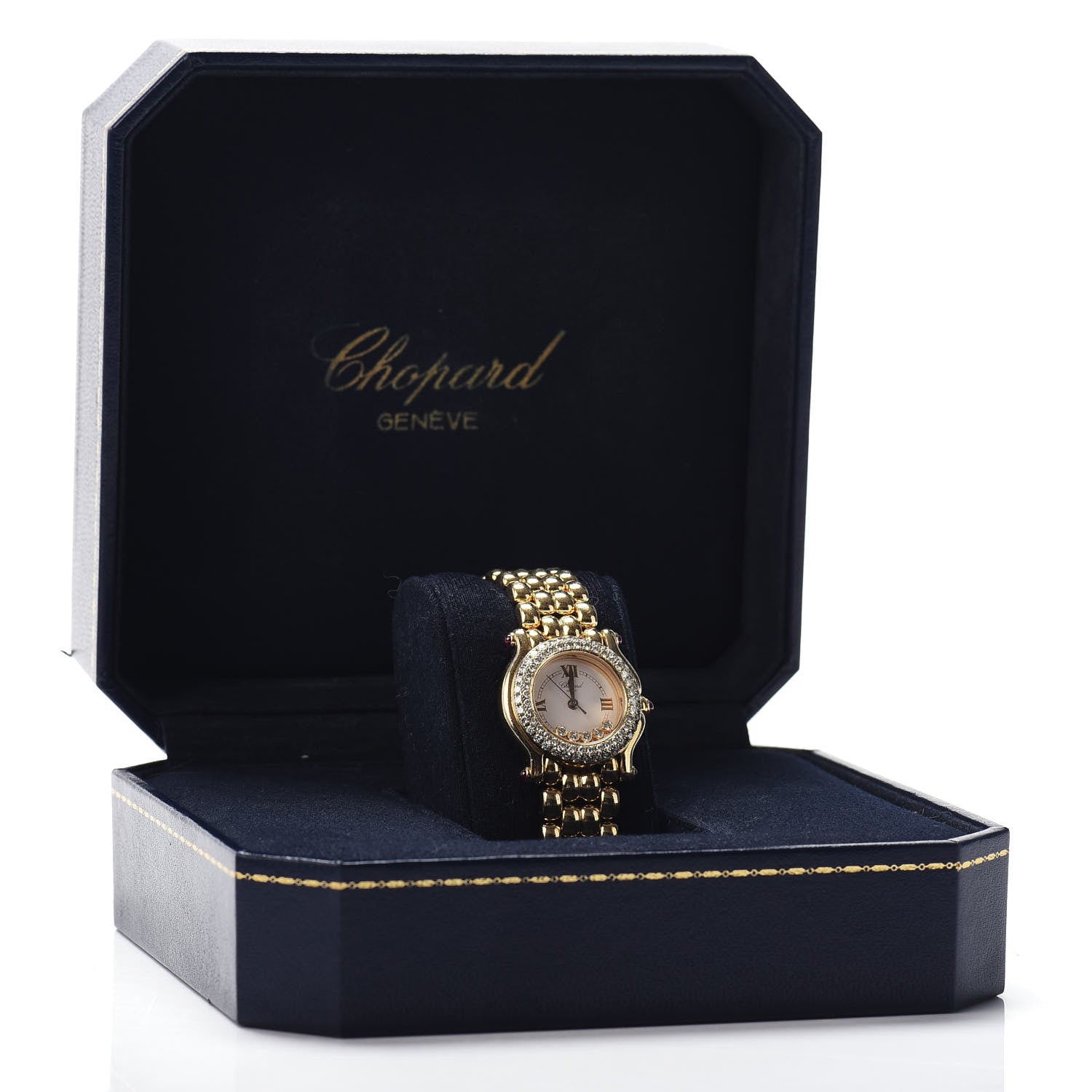 Chopard 18K Yellow Gold Diamond Pave Bezel 26mm Happy Sport Quartz Watch 5 of 5
