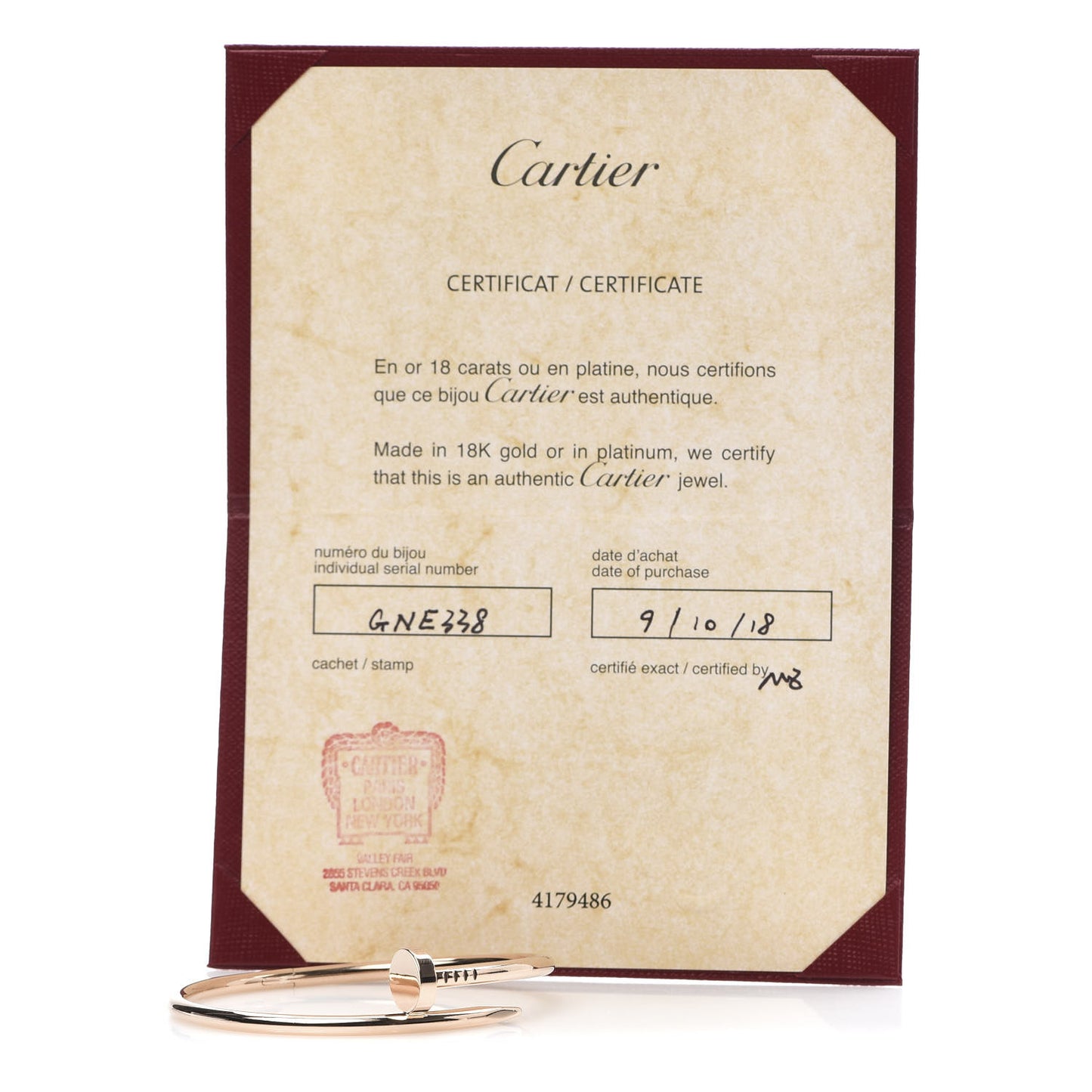 18K Pink Gold Juste Un Clou Bracelet 18