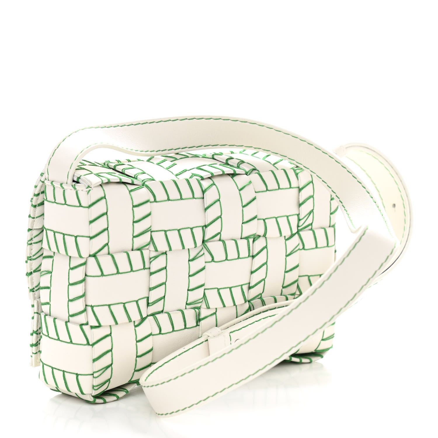 Bottega Veneta Lambskin Maxi Intreccio Overlock Stitched Cassette Crossbody Bag White Parakeet 3 of 9